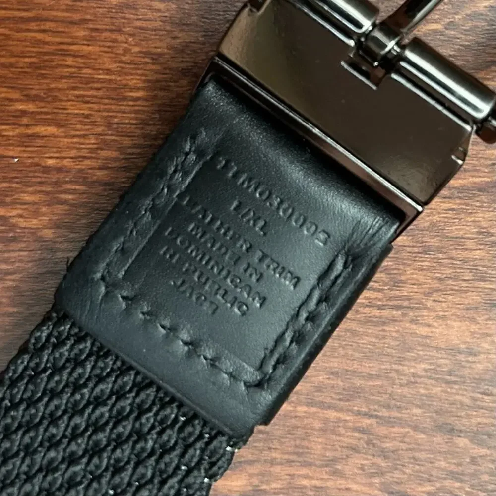 Tommy Bahama Men’s Brown Webbed Belt with Black Leather Trim, Size Large/XL